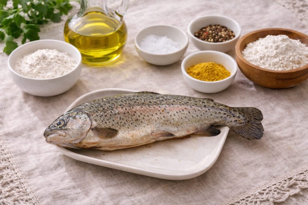 свіжа струмкова форель та інгредієнти для приготування риби
