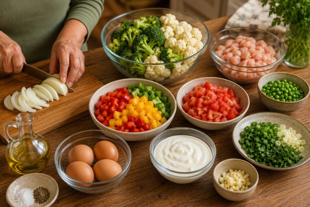 Запеканка овощная с куриной грудкой 6 Ингредиенты для овощной запеканки с куриной грудкой и брокколи