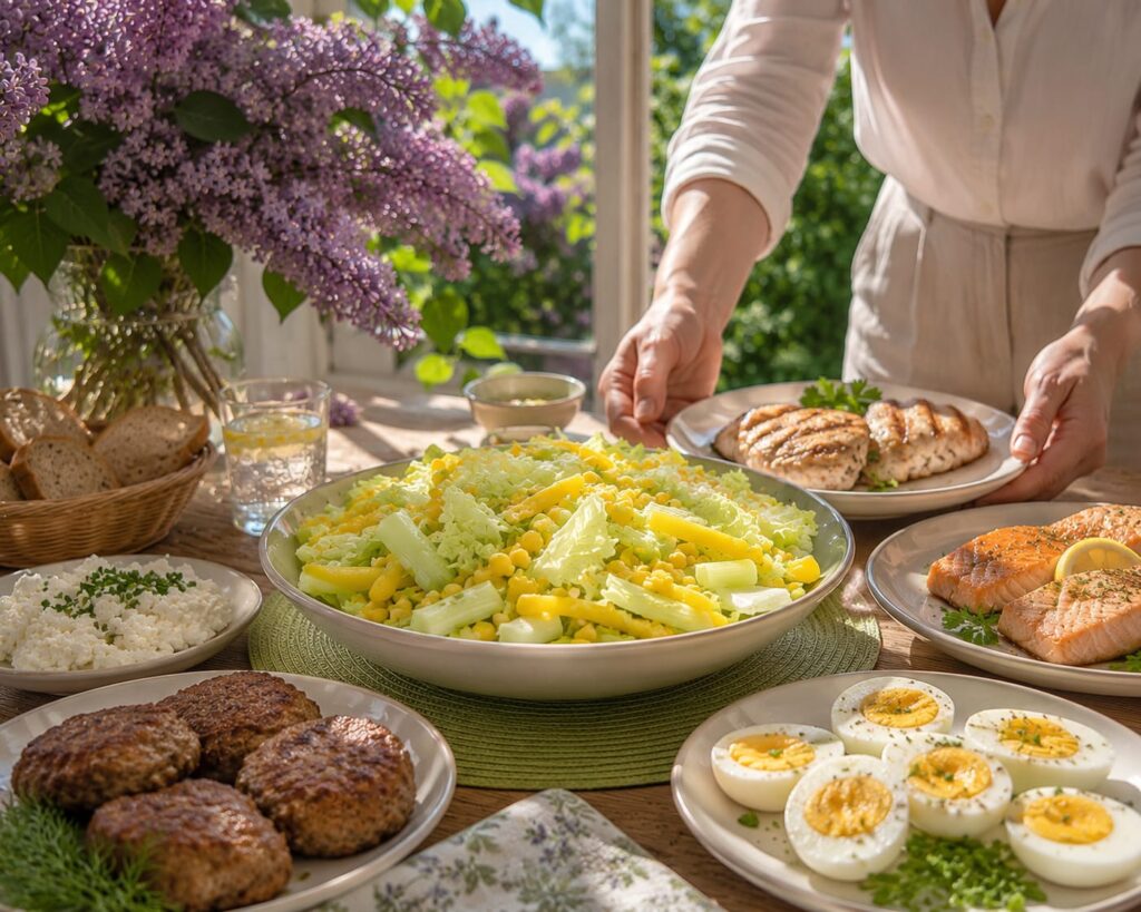 Весенний салат с айсбергом как гарнир к рыбе и курице