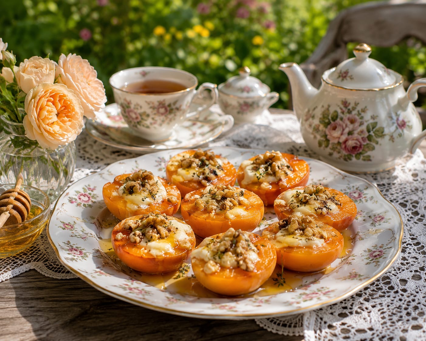 Абрикоси запечені з камамбером і горіхами