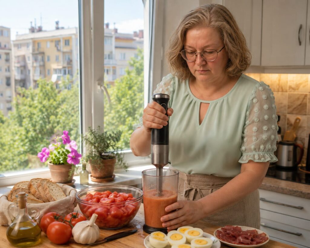 Измельчение помидоров блендером