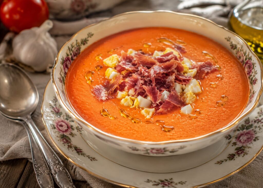 Подача сальморехо с яйцом и хамоном