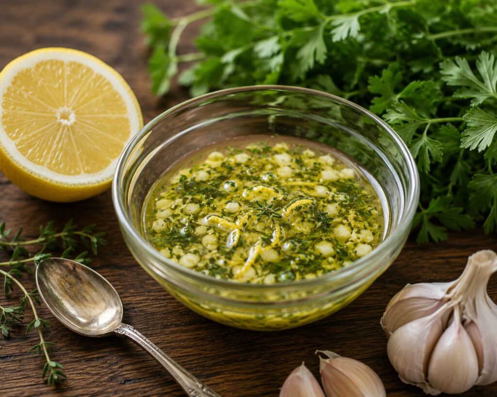 Чесночное масло с петрушкой, тимьяном и лимонной цедрой