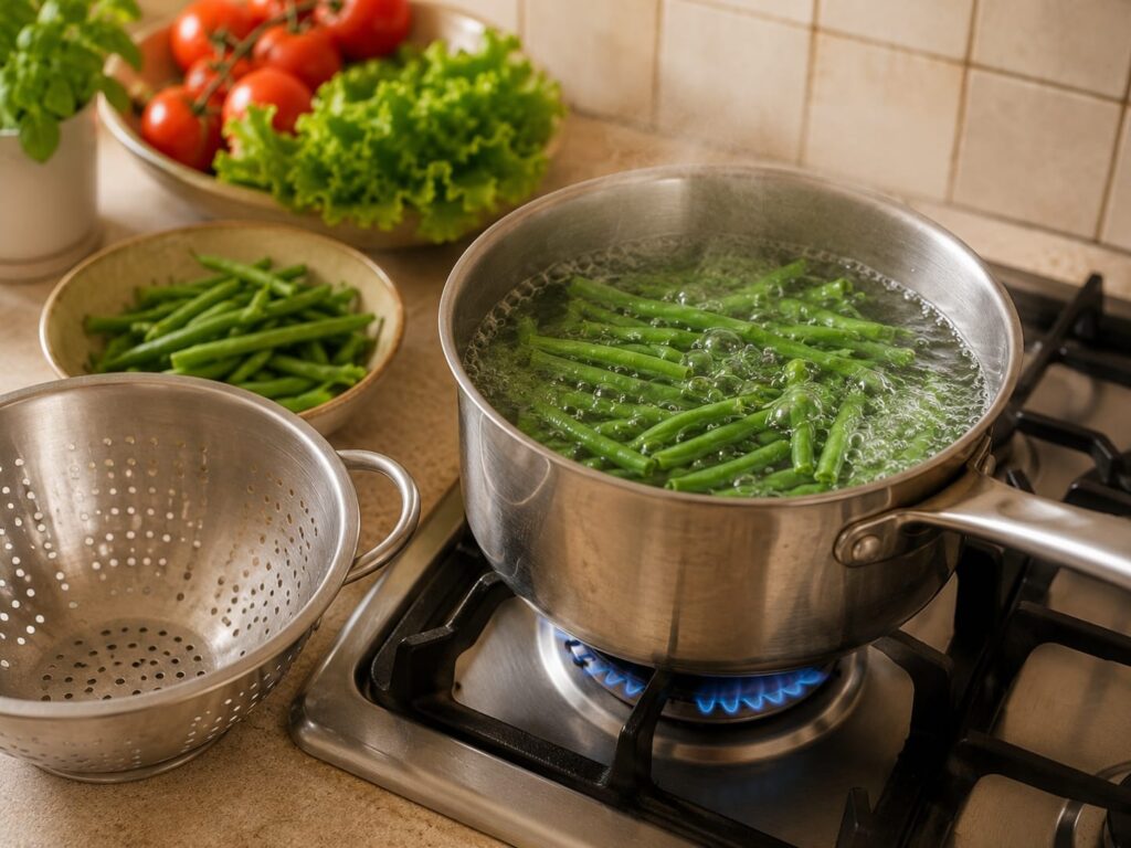 🍳 Скрембл со стручковой фасолью — мой летний завтрак 16 Отваривание стручковой фасоли