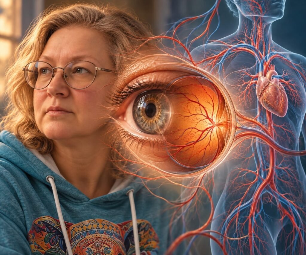 Всемирный день сетчатки — и немного личного о диабете 23 Медицинская иллюстрация глаза, сетчатки и кровеносных сосудов